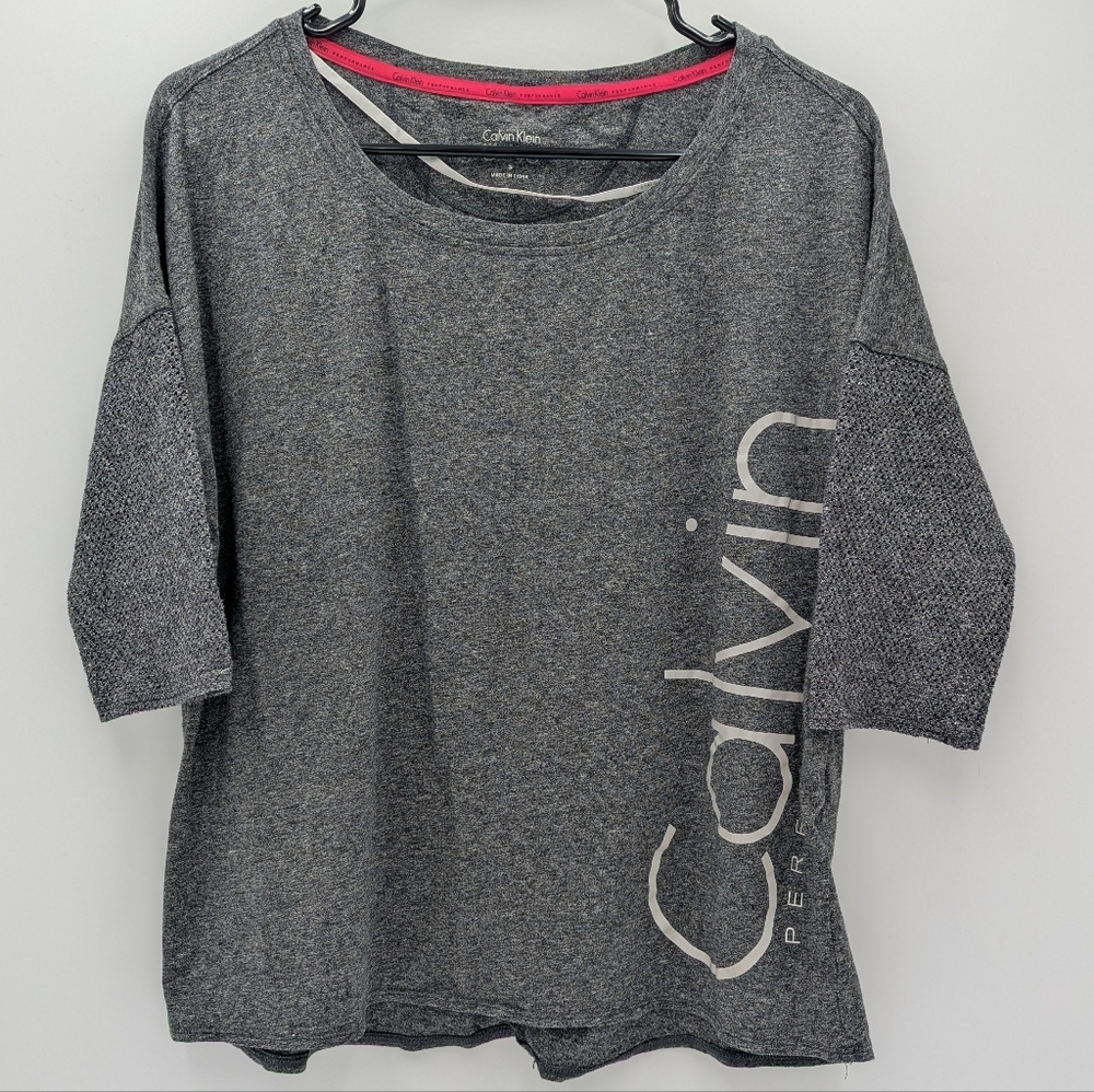 Calvin Klein Performance Women's Active Top Relaxed Small Gray Stretch Gym Yoga